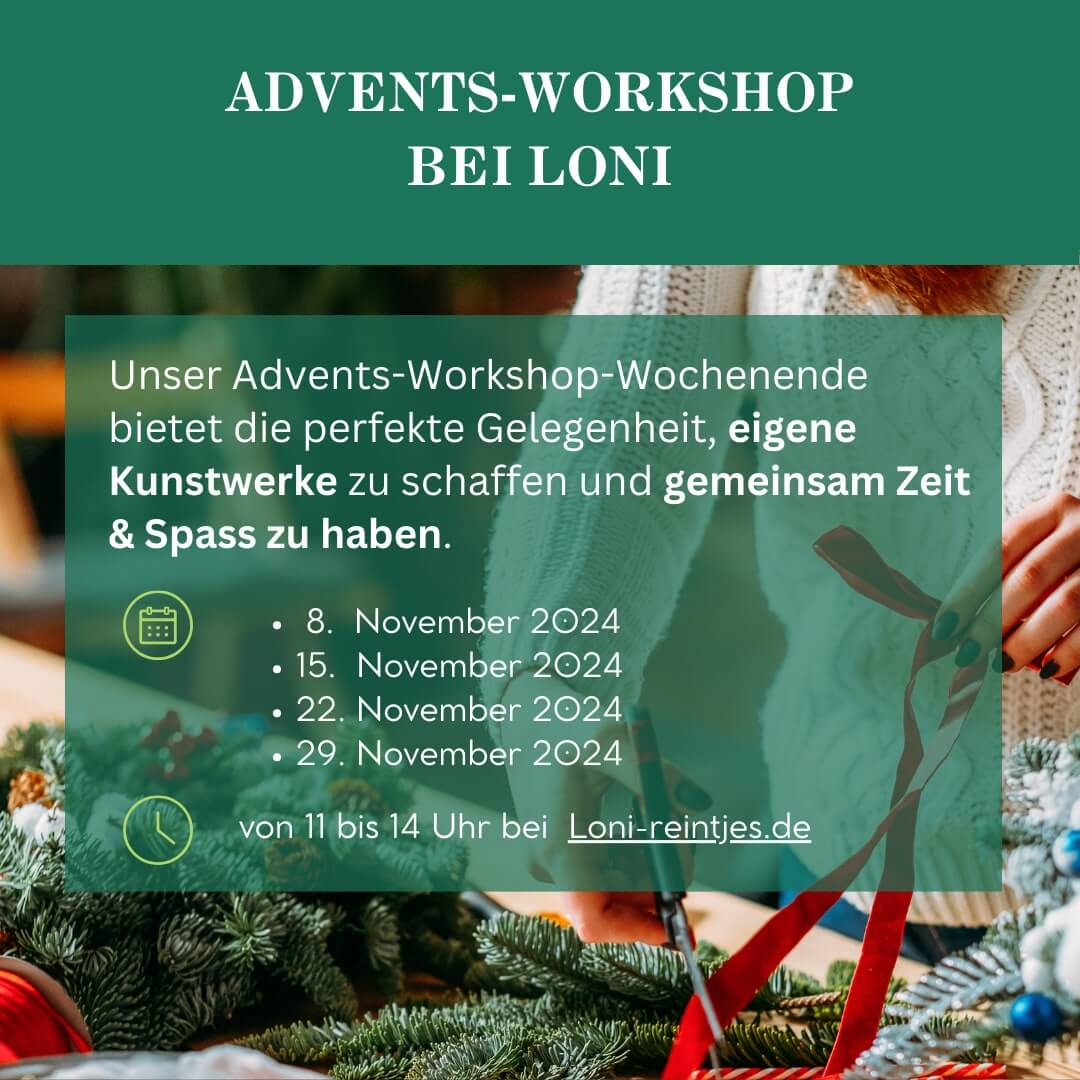 Zu sehen sind alle Termine zum Advents-DIY-Workshop-Wochenende im November