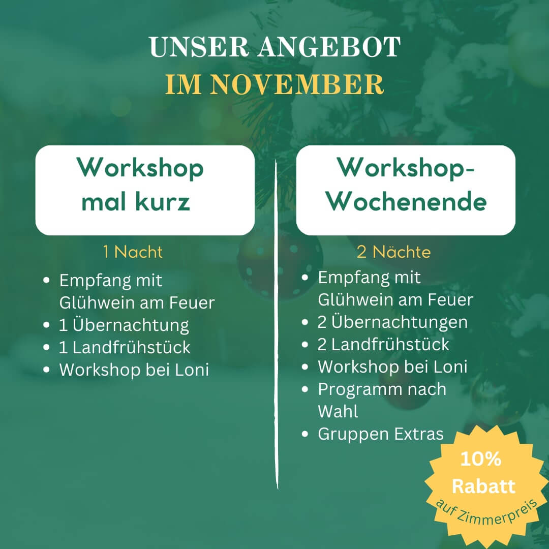 Die Angebote im November 2024 für das Workshop Wochenende
